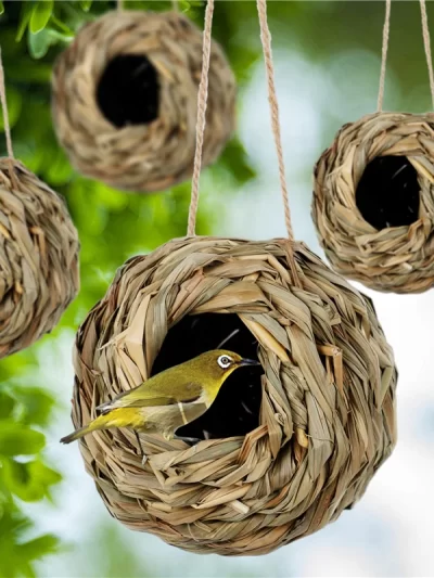 1pc Natural Handmade Straw Bird Nest Pigeon House Parrot Nest Warm Pet Bedroom Courtyard Small Animal Bird Cages