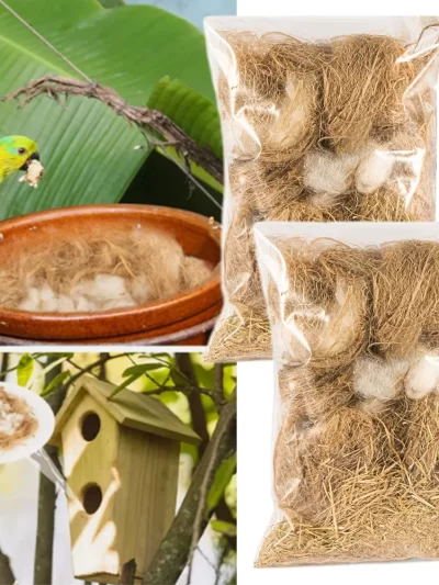 2 Pack Bird Nesting Material Bird Nests Bedding Hummingbird Nesting Fibre Aviary Birds Canaries Finches Bird Cage Accessories