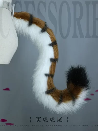 80CM Anime Animal Tail Cosplay Costumes Props Tiger Plush Tails Cute Ear Headband Role Play Halloween Accessories Tiger Tail