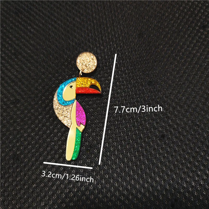 KUGUYS Women Acrylic Earrings Original and Funny Parrot Jewelry Vintage Fashion Bird Accessories - Image 4