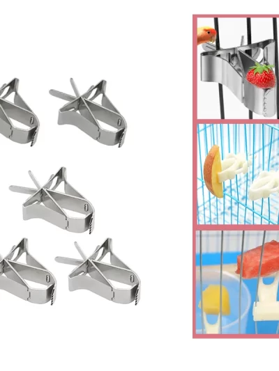 5pcs Birds Food Holder Pet Parrot Feeding Fruit Vegtable Clip Feeder Device Pin Clamp Durable Household Supplies Bird Cage