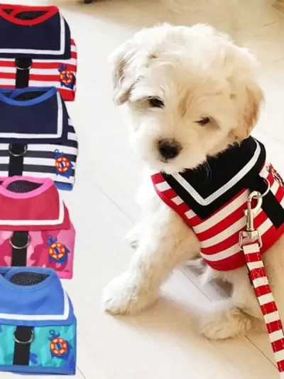 Pet Dog Harness Soft Breathable Navy Style Leash Set For Small Medium Dogs Chihuahua Puppy Collar Cat Pet Dog Chest Strap Leash