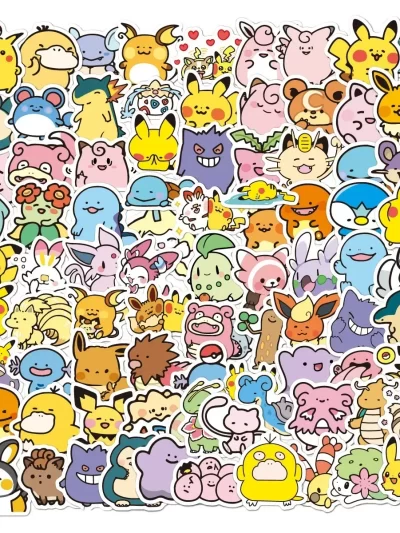 100PCS Cute Anime Pokemon Cartoon Stickers for Laptop Motorcycle Stationery DIY Kids Toys Graffiti Sticker Decoration