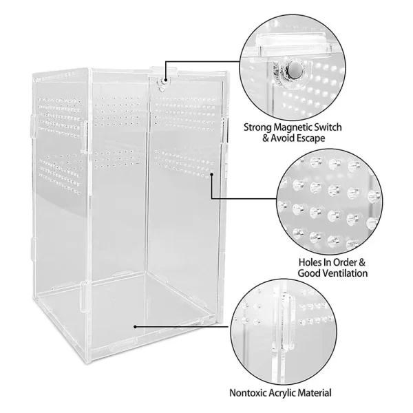 Reptile Habitat Terrarium Breeding Box Acrylic Transparent Insect Spider Lizard Scorpion Feeding Case Reptile Accessories - Image 12