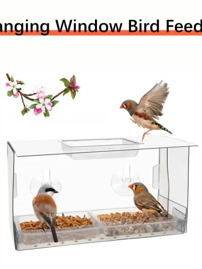 New Acrylic Suction Cup Bird Feeder Wild Pigeons Hummingbirds Foldable Bird Cages Nests Hanging Window Feeder Pet Supplies