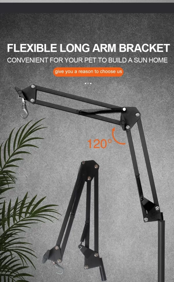 Reptile Accessories Three Gears Adjustable Landing Light Holder Basking Back Long Arm Reptile lamp Stand for Lizards Turtles - Image 11