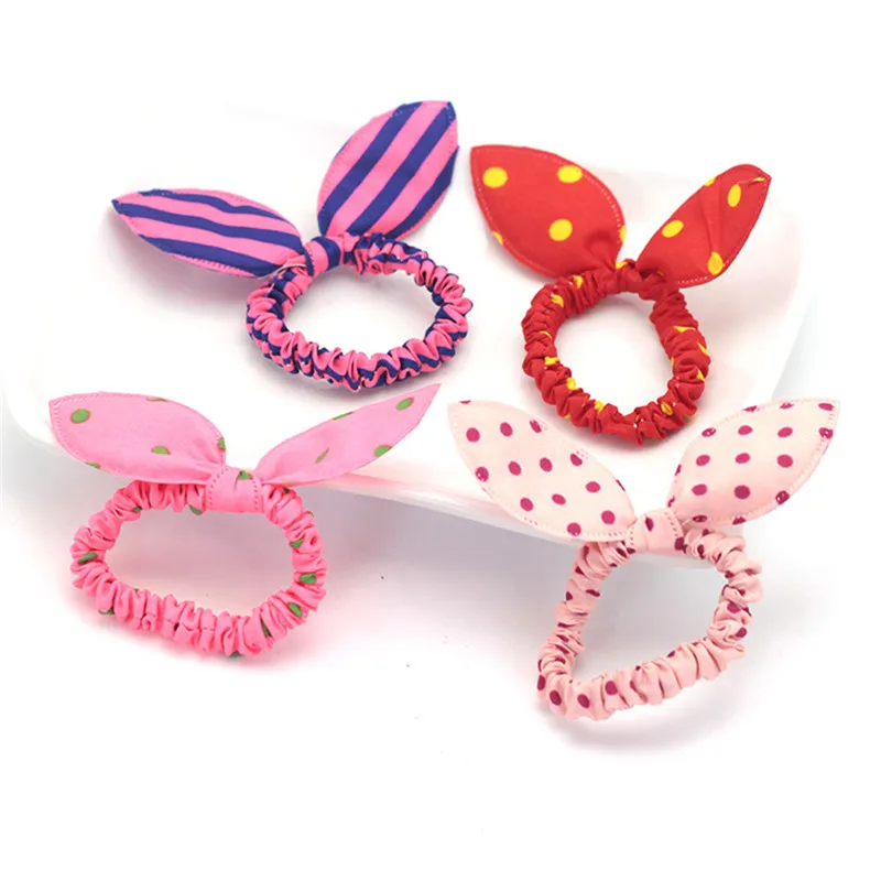 10/20Pcs Women Hair Accessories Fabric Rabbit Ear Head Loops Cartoon Dot Flower Elastic Hair Bands Cute Children Girls Headdress - Image 3