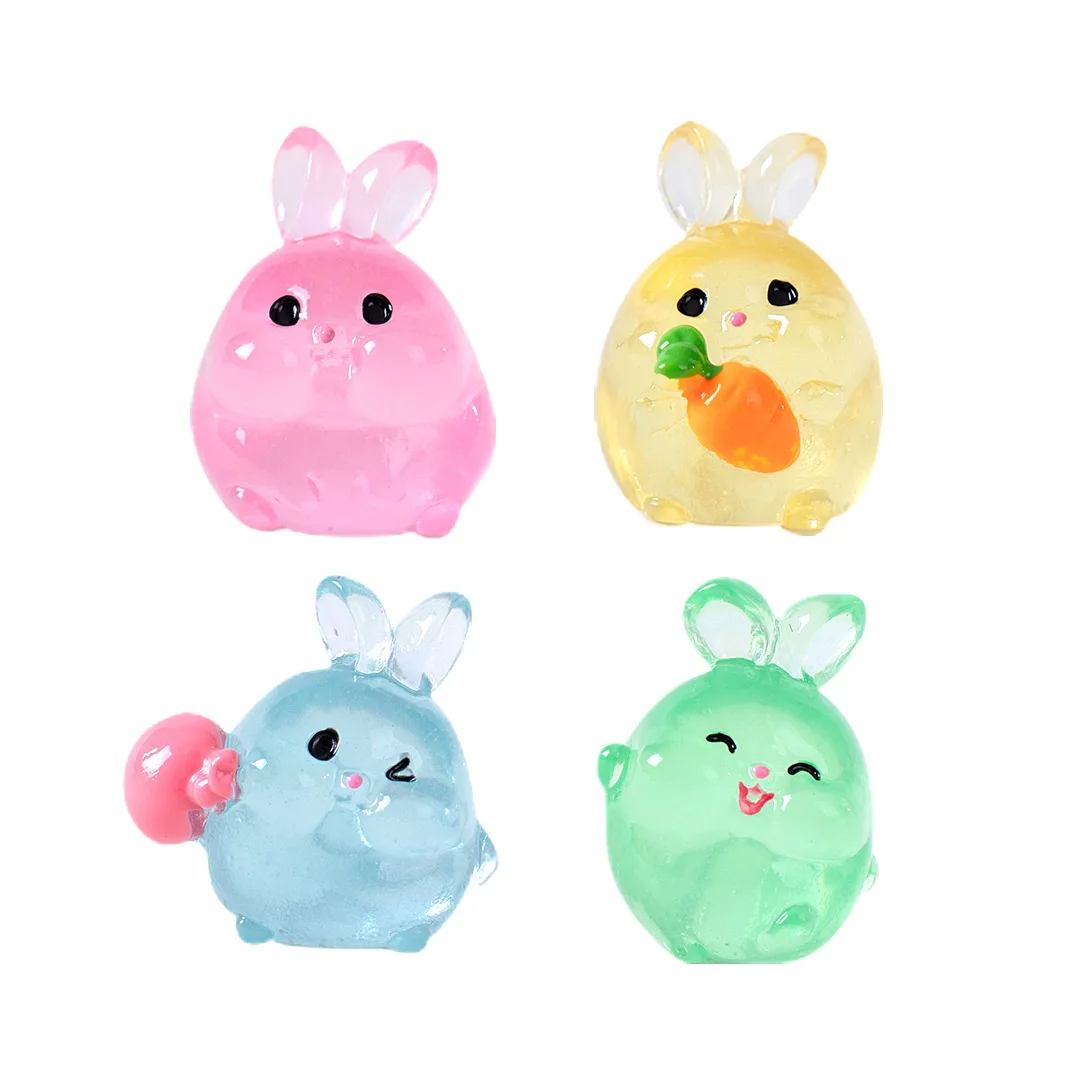 6PCS Luminous Rabbits Resin Fairy Garden Accessories Glow At Night Miniatures Rabbit Desk Decoration Kawaii Home Decor DIY - Image 5
