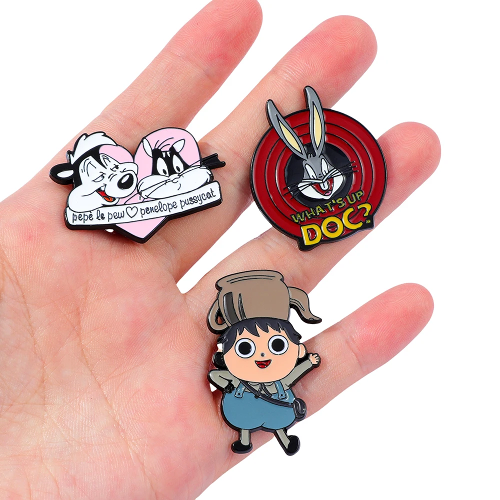 3 Pcs Anime Brooch Rabbit Animal Cartoon Individuality Enamel Pin Backpack Clothing Jewelry Metal Badge Accessories Gift - Image 5