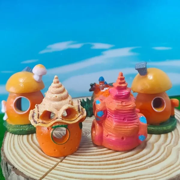 Aquarium Decoratations Fish Tanks Accessories for Fish Shrimp Hiding Shelter Simulation PVC Mini Mushroom Conch House Ornaments - Image 6