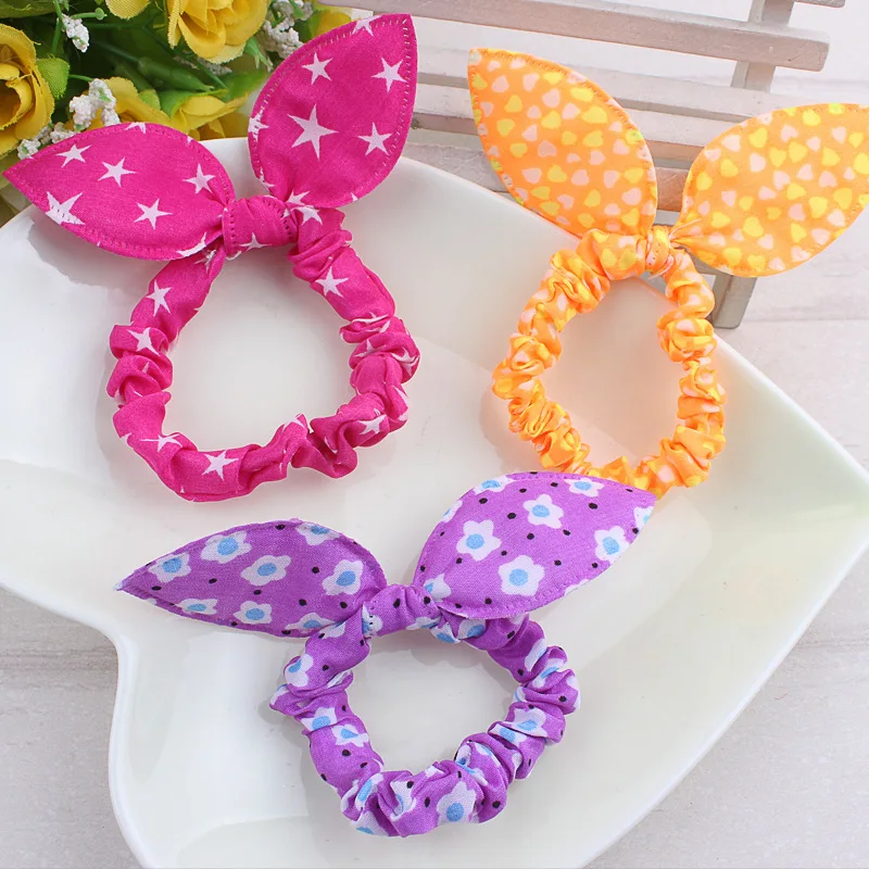 10/20Pcs Women Hair Accessories Fabric Rabbit Ear Head Loops Cartoon Dot Flower Elastic Hair Bands Cute Children Girls Headdress - Image 9