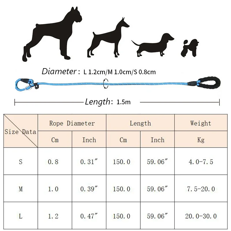 Reflective Pad Big Dog Leash for Training Walking Pet P Chain for Medium Large Dogs Malinois Collie Leashes mascotas Accessories - Image 2