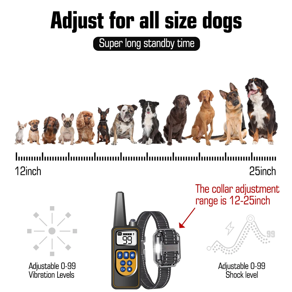 Dog Collar for 3 Dogs, Waterproof Rechargeable Dog Training Collar with Remote for Small, Medium and Large Dogs,IP67 Wat - Image 9
