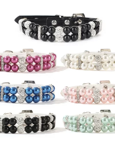 Pet Leash Collar Jewelry Pearl Cat Necklace Small and Medium-sized Dog Harnesses Supplies Wholesale
