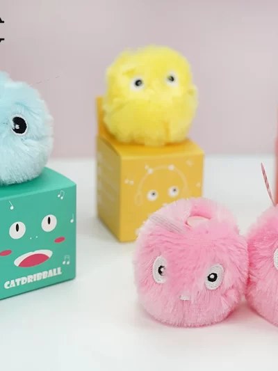 Cat Toys Interactive Ball Plush Electric Catnip Training Toy Kitten Touch Sounding Pet Smart Product Squeak Toy Ball Cat Suppli