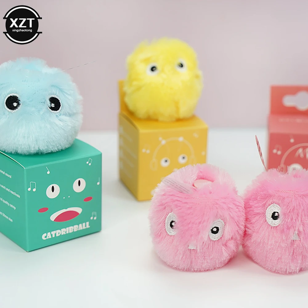 Cat Toys Interactive Ball Plush Electric Catnip Training Toy Kitten Touch Sounding Pet Smart Product Squeak Toy Ball Cat Suppli