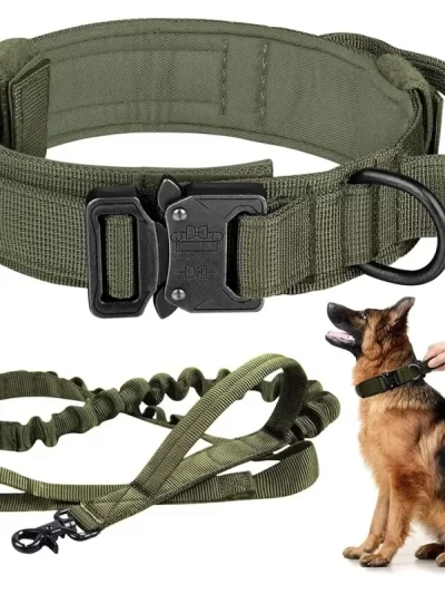 Pet Dog Collar Leash Set Durable Adjustable Pet Tactical Collar Leash Medium Large Dog German Shepherd Training Accessories