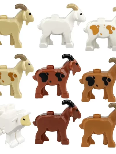 Building Blocks animals goat sheep poultry cattle fowl chick farm domestic goose bird Accessories kids toys gift natural 5pcs