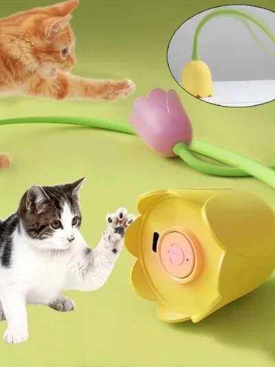 Cat Teaser Toy Automatic Rechargeable Motion Activated Flower Cat Toy Interactive Automatic Kitten Toy Cat Accessories