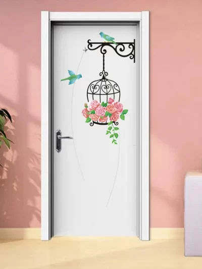 Birds and Bird Cages Wall Stickers Living Room Bedroom For Wall Edge Background Decoration Art Mural Home Decor Door Sticker