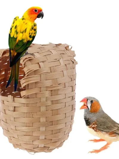 Hand Made Natural Bamboo Bird Nest Bird House Parrot Finch Hideout Cage Toy Outdoor Hut Shelter Birds Supplies