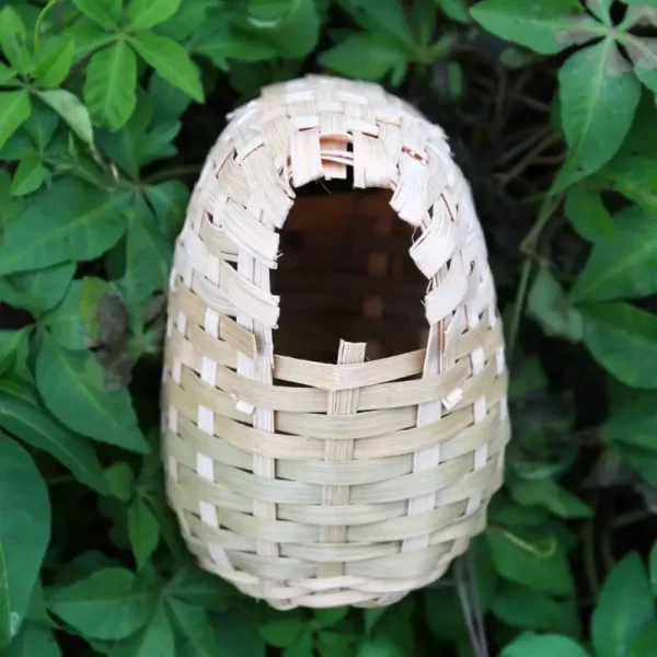 Hand Made Natural Bamboo Bird Nest Bird House Parrot Finch Hideout Cage Toy Outdoor Hut Shelter Birds Supplies - Image 4