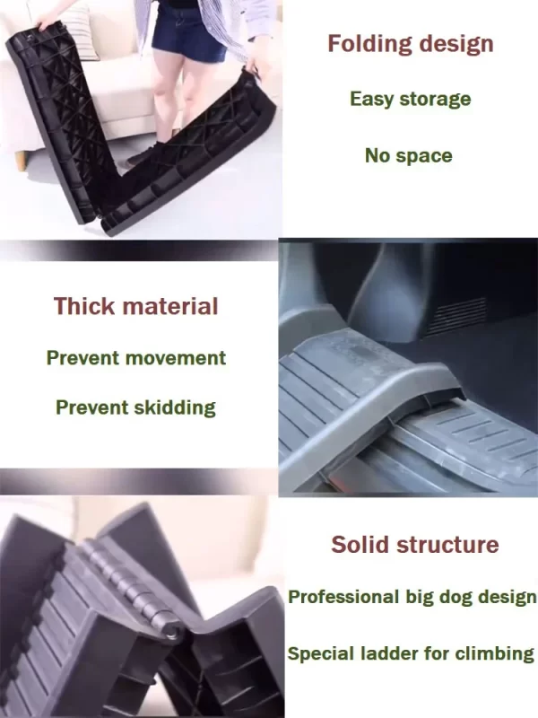 Folding Ladder for Pet, Large Dog Ramp, Car Stairs, Non-Slip Plastic Cat Climbing, Safety Ramps, High Beds, SUV Trucks - Image 9