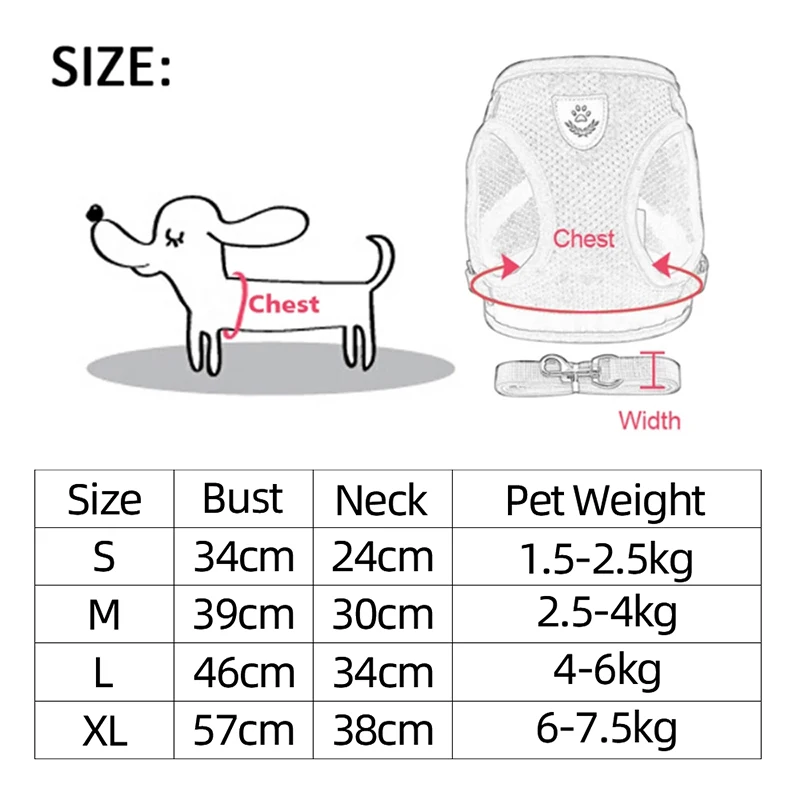 Dog Harness Walking Lead Leash For Small Dogs Collar Polyester Adjustable Mesh Puppy Cat Harness Vest For Medium Pet Accessories - Image 6