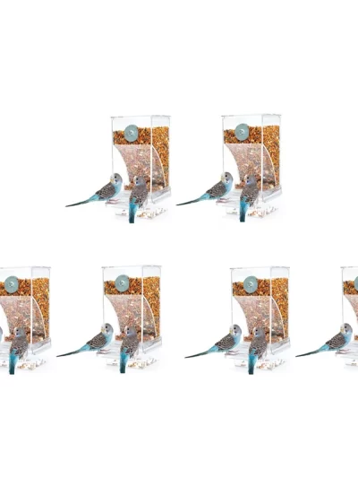 B84B-6 PCS Bird Feeders Bird Feeding Cage Transparent Parakeet Seed Container Food Feeder