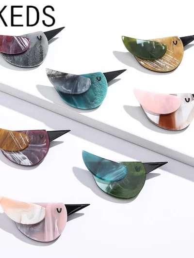 SKEDS Fashion Women Men Acrylic Bird Brooch Pin Creative Simple Trendy Badges For Unisex Bag Clothing Accessories Brooches Gift
