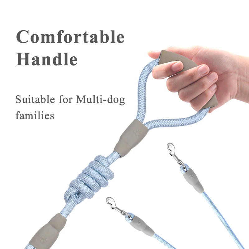 150cm/59.06in Strong Dog Leash Pet Dual Dog Leash Soft Handle Puppy Leash for Small Medium Large Dogs Dog Accessories - Image 2