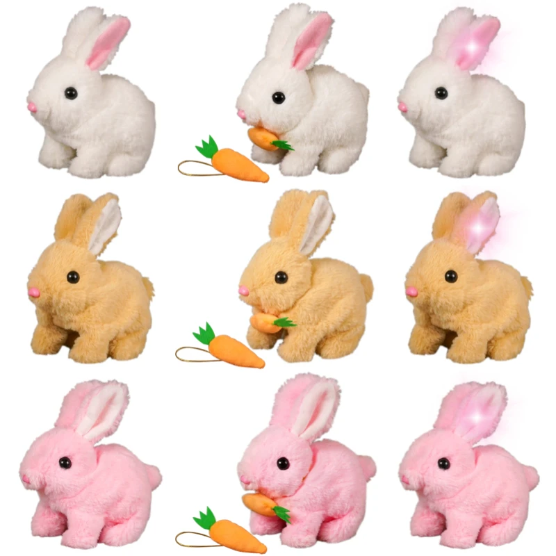 Cute Electric Rabbit Interactive Plush Toys Bunny With Carrot Walking Wiggle Ears Wag Tail Stuffed Peluche Doll Birthday Gifts - Image 2