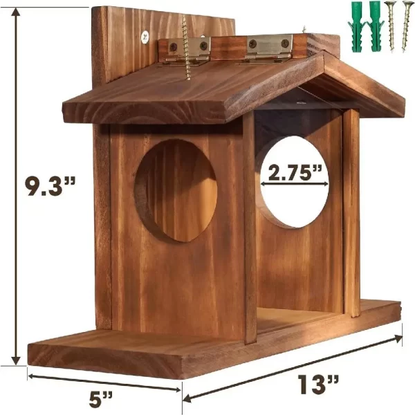 Pet Supplies Wooden Squirrel Feeder Durable Multi-purpose Bird Feeder Hanging Pet Food Dispenser Outdoor - Image 6