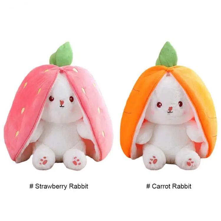 Strawberry Rabbit Plush Toy 18-35Cm Cute Fruit Transform Strawberry Carrot Big Ears Rabbit Soft Kids Christmas Birthday Gift - Image 16
