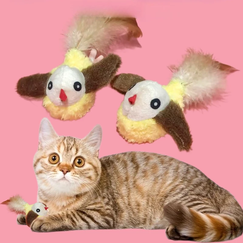 Cat Teaser Toy Simulation Bird Interactive Sound Kitten Toy Plush Feather Funny Cat Toy Cat Accessories - Image 2