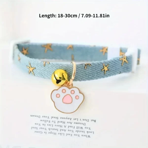 pet collar with bells and safety buckles, cute denim punk style accessories, suitable for cats and dogs - Image 2