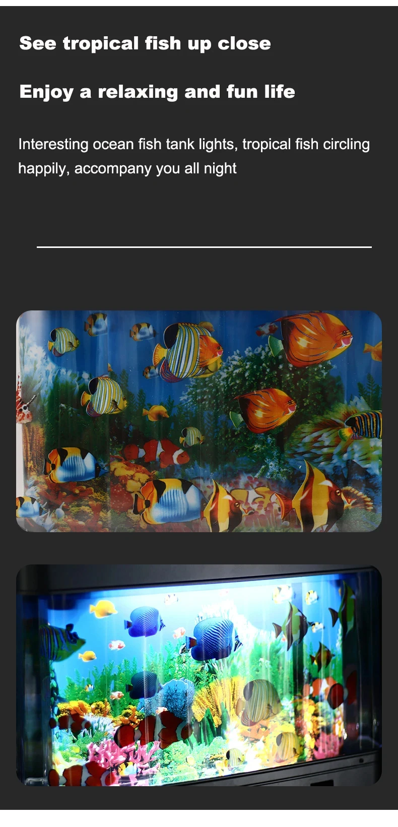Fish Tank Lamp Night Light Virtual Artificial Tropical Fish Ocean Lights Moving Ornamental Children Halloween Christmas Gift Toy - Image 13