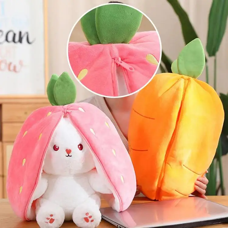 Strawberry Rabbit Plush Toy 18-35Cm Cute Fruit Transform Strawberry Carrot Big Ears Rabbit Soft Kids Christmas Birthday Gift - Image 14