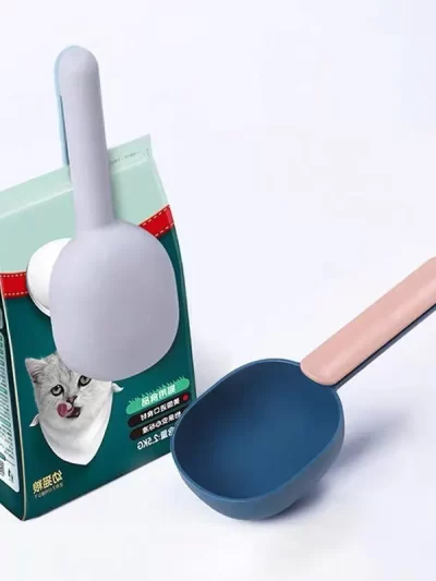 Dog Food Scoop Multifunctional Pet Feeding Spoon with Sealing Clip Grade Plastic Cat Food Dedicated Measuring Spoon