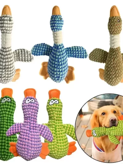 Cute Plush Dog Toys Pet Duck Squeak Toy for Puppy Sound Wild Goose Chew Toy for Small Middle Large Dogs Teeth Cleaning
