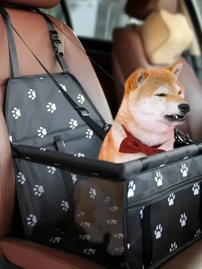 Pet Car Booster Seat - Folding Waterproof Carrier for Dogs, Cats and Puppies, Travel Carrier Bag with Seat Belt for Pets