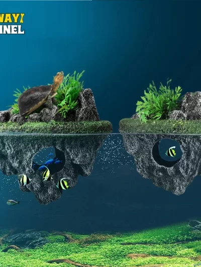 Suspended Island Fish Tank Decorative Creative Floating Stone Simulation Plants Caverns Crafts Ornaments Aquarium Accessories