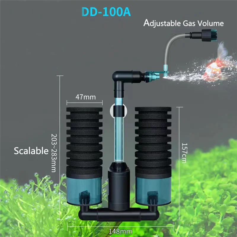 ABJN-USB Aquarium Filter With Electric Water Pump Air Pump Skimmer Biochemical Sponge For Fish Tank Bio Filter - Image 2