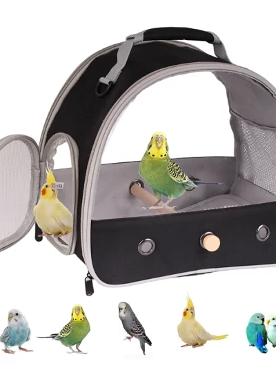 Portable Bird Cage Bag Breathable Parrot Carrier Foldable Parrot Cage Carrier with Perch Soft Mat Shoulder Strap Parrot Transfer
