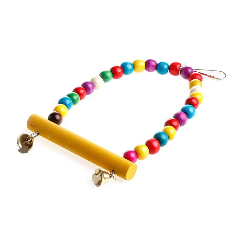 1Pc Wooden Bird Swings Toy with Hanging Bells for Cockatiels Parakeets Cage Accessories Birdcage Parrot Perch Hanging Swing - Image 7