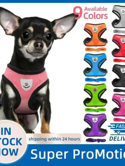 Dog Harness Walking Lead Leash For Small Dogs Collar Polyester Adjustable Mesh Puppy Cat Harness Vest For Medium Pet Accessories