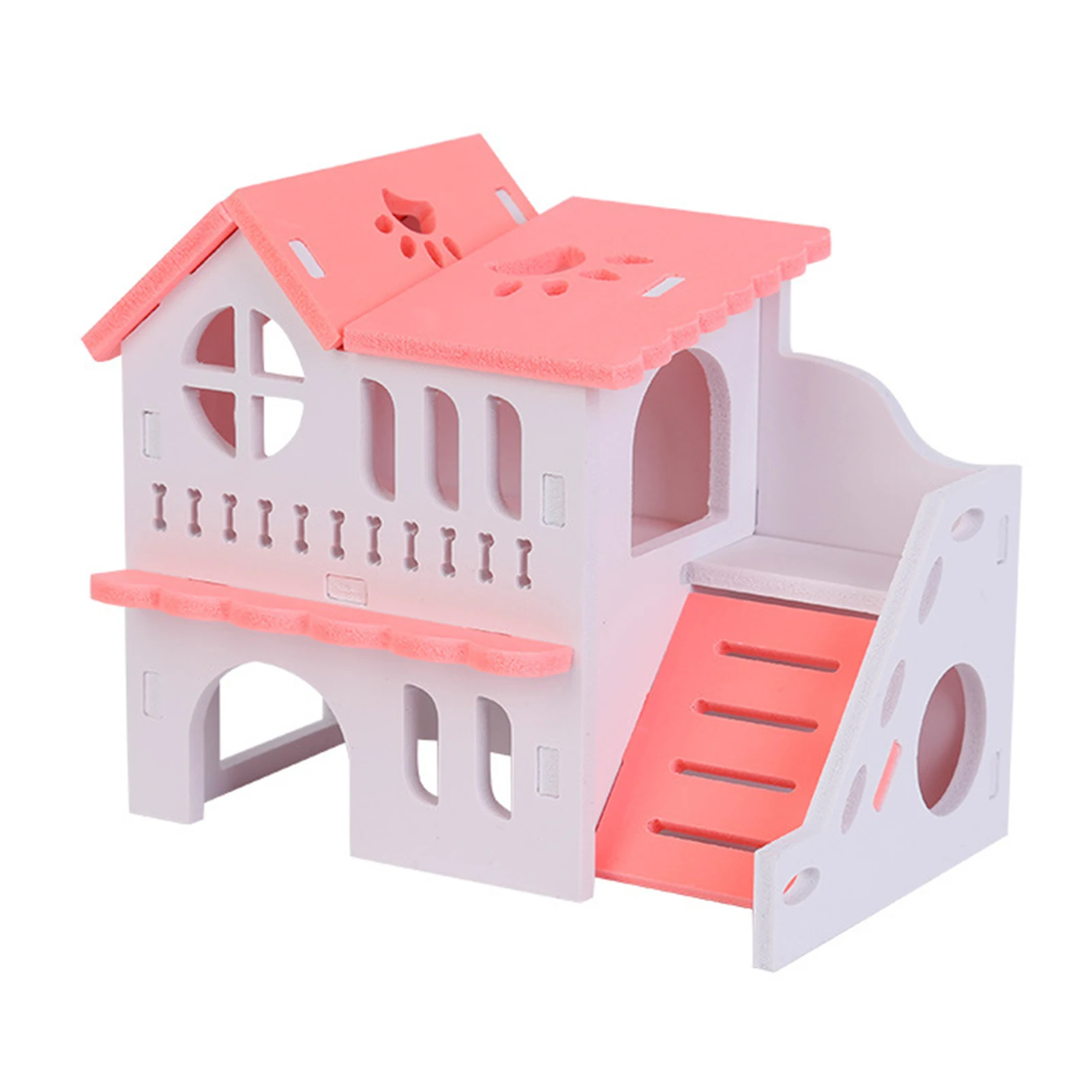 Hamster House Toy Pet Small Animal Hideout Hamster Wooden House 2 Layers With Ladder Design Wooden Hut Play Toys - Image 7