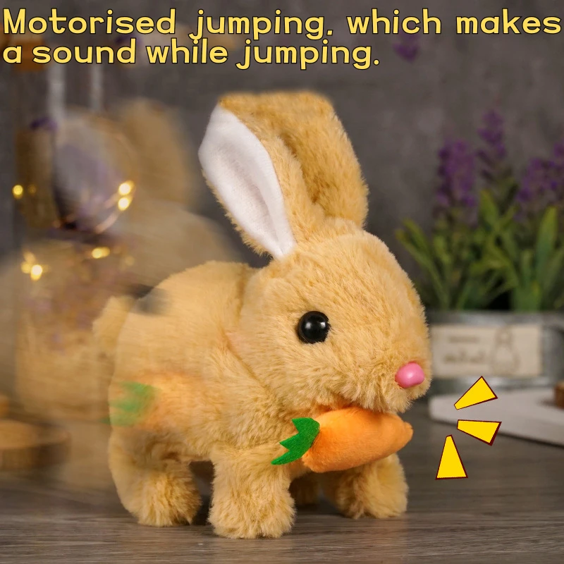 Cute Electric Rabbit Interactive Plush Toys Bunny With Carrot Walking Wiggle Ears Wag Tail Stuffed Peluche Doll Birthday Gifts - Image 4