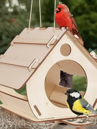 Hanging wooden bird feeders Aviary DIY assembled outdoor garden decorative feeders Birdcage Birdhouse