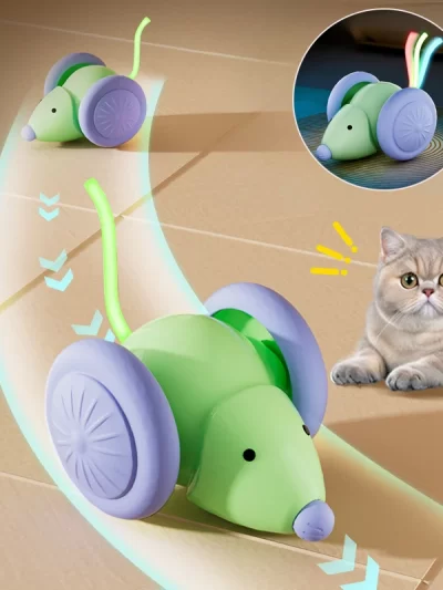 Interactive Cat Toy Electric Mouse Car Automatic Teaser kitten Pet Toys Rechargeable Intelligent Obstacle Avoidance Cat Car Toy